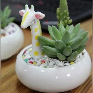 TWO GLASS GIRAFFE SUCCULENT PLANT HOLDERS 🦒🪴